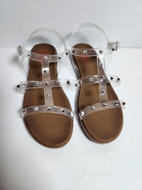 Jellypop Girl's Clear Silver Studded Sandals